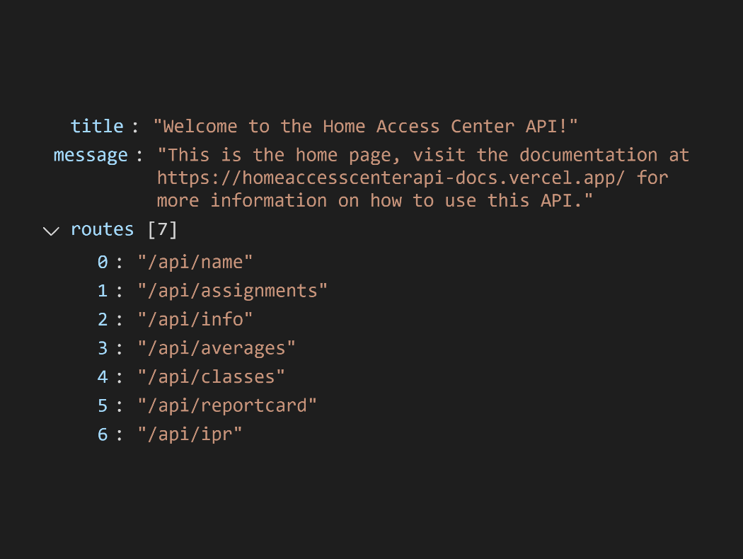 HomeAccessCenter API screenshot